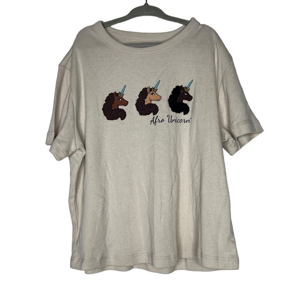 NWOT Afro Unicorn Girls Printed Logo Tee XS